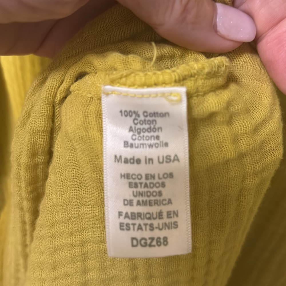 Michael Stars Daisy Gauze Dress Lemon- lime shade- 100% cotton- tiny flaw - Picture 8 of 16